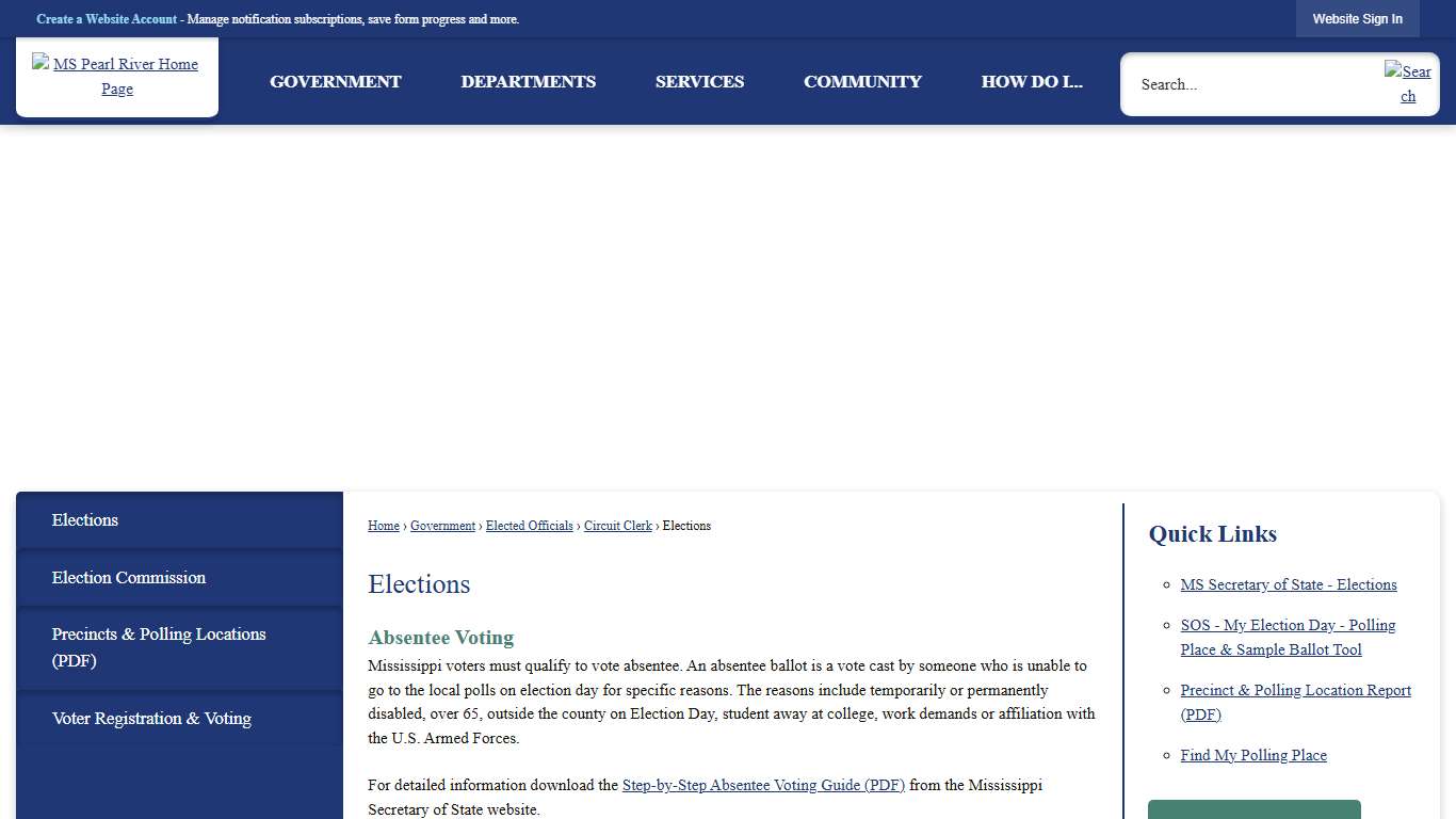 Elections Pearl River County, MS